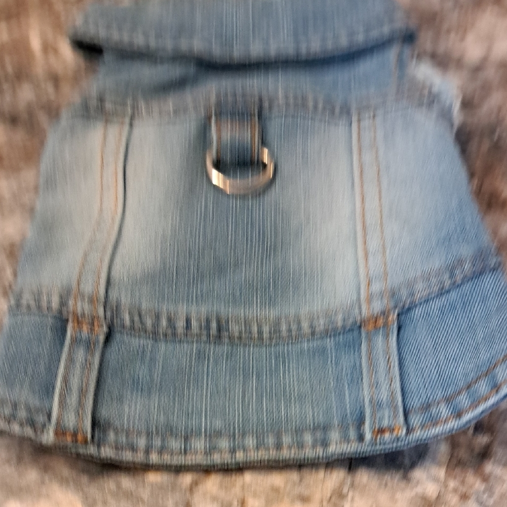 Nwt Denim Dog Vest with Silver Ring - Picture 3 of 3